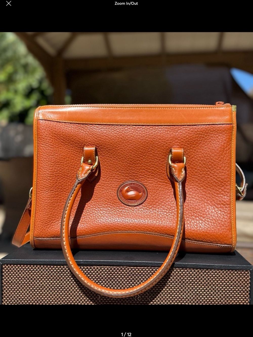 VINTAGE Dooney & Bourke Pebble Leather Satchel in Cognac Brown